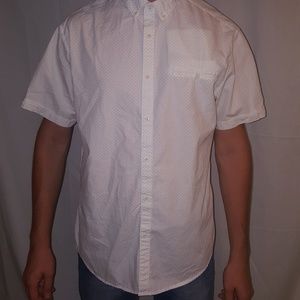 Large Denim & Flower Casual Button Down White